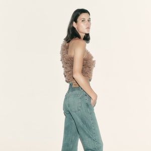 Zara asymmetric tulle knit top